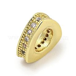 Rack Plating Brass Micro Pave Clear Cubic Zirconia European Beads&nbsp;KK-B091-03G