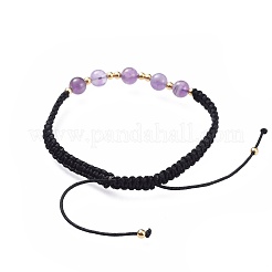 Adjustable Natural Amethyst Braided Bead Bracelets&nbsp;BJEW-JB04599-04