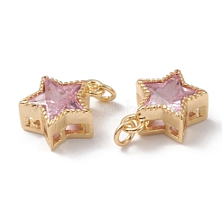 Rack Plating Brass with Cubic Zirconia Charms&nbsp;KK-G452-14G