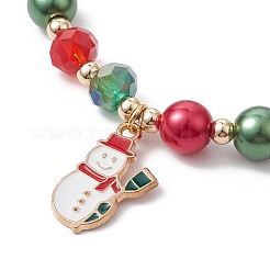 Alloy Enamel Santa Claus Christmas Tree Charm Bracelets&nbsp;BJEW-TA00465