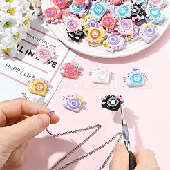 70Pcs 7 Colors Opaque Resin Bowknot Camera Connector Charms&nbsp;RESI-CJ0005-37