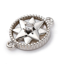 Brass Clear Cubic Zirconia Connector Charms&nbsp;KK-P291-19P