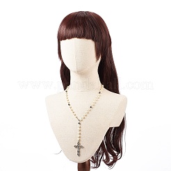 Synthetic Hematite & Glass Rosary Bead Necklaces for Women&nbsp;NJEW-JN03992