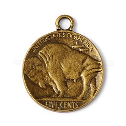 Tibetan Style Alloy Coin Pendants&nbsp;TIBEP-GC001-AB-NR