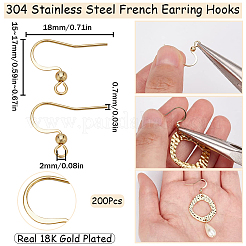 200Pcs 304 Stainless Steel French Earring Hooks&nbsp;STAS-SC0006-36G