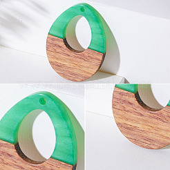 Transparent and Opaque Resin & Walnut Wood Pendants&nbsp;RESI-SZ0001-05