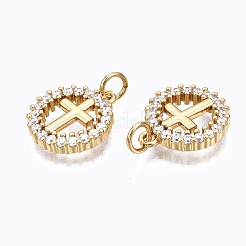 Brass Micro Pave Clear Cubic Zirconia Pendants&nbsp;X-ZIRC-N039-140-NF