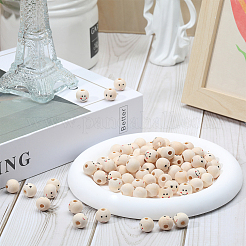 150Pcs 3 Styles Printed Wood Beads&nbsp;WOOD-GF0001-98