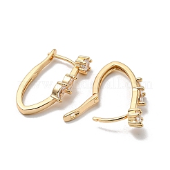 Brass with Clear Cubic Zirconia Hoop Earrings&nbsp;EJEW-B035-31KCG