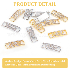 12Pcs 2 Colors Brass Micro Pave Clear Glass Connector Charms&nbsp;FIND-AR0002-40