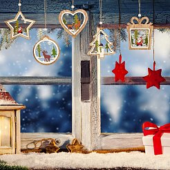 10Pcs 5 Style Wooden Hanging Ornaments&nbsp;sgWOOD-SZ0004-04
