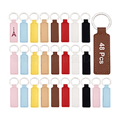48Pcs 6 Colors PU Leather Keychains&nbsp;KEYC-PH0002-23
