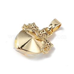 Real 18K Gold Plated Rack Plating Brass Micro Pave Clear Cubic Zirconia Pendants&nbsp;KK-C015-08G-13