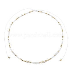 Boho Natural Cultured Freshwater Pearl & Round Seed Beaded Braided Necklaces for Women&nbsp;NJEW-JN06187-01