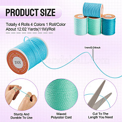 4 Rolls 4 Colors Round Waxed Polyester Cord&nbsp;YC-TA0001-21C