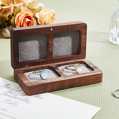 2-slot Rectangle Black Walnut Wooden Couple Ring Storage Boxes&nbsp;CON-WH0085-120
