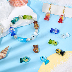 20Pcs 10 Colors Handmade Foil Lampwork Fish Beads&nbsp;FOIL-TA0001-04
