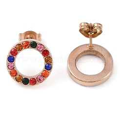 PVD Vacuum Plating 304 Stainless Steel Stud Earrings&nbsp;EJEW-C099-09RG-01