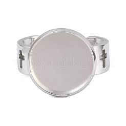 Hollow Cross 304 Stainless Steel Cuff Ring Components&nbsp;SA-CBA098D-02P-D
