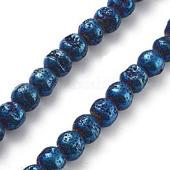 Electroplated Natural Lava Rock Beads Strands&nbsp;G-A251-E01-01H