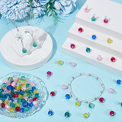 96Pcs 2 Bags 6 Colors Crack Glass Bead Pendants&nbsp;GLAA-BM0001-03