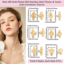 48Pcs 6 Styles 304 Stainless Steel Links&nbsp;STAS-BBC0010-78