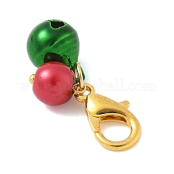25Pcs 5 Colors Brass Bell & Glass Pearl Beaded Pendant Decorations&nbsp;HJEW-JM04038