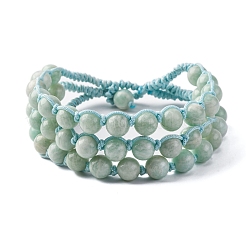 Natural Amazonite Round Beaded Multi-strand Bracelets for Men Women&nbsp;BJEW-G743-02A