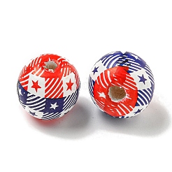 Printed Wood European Beads&nbsp;WOOD-G022-07B