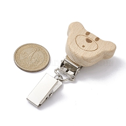 Iron ID Card Clips with Wood Animal&nbsp;JEWB-BR00127-05