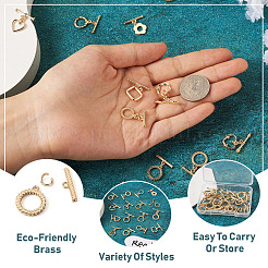 32Pcs 16 Styles Rack Plating Brass Toggle Clasps&nbsp;KK-KS0001-25