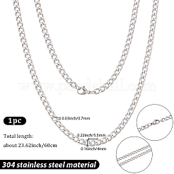 1Pc 304 Stainless Steel Cuban Link Chain Necklaces for Men Women&nbsp;NJEW-BM0001-08C