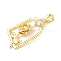 Brass Micro Pave Cubic Zirconia Pendants&nbsp;KK-D357-44G
