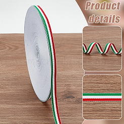 50 Yards Tricolor Polyester Striped Grosgrain Ribbon&nbsp;OCOR-WH0078-199A