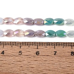 Electroplate Imitation Jade & Opaque & Transparent Glass Beads Strands&nbsp;EGLA-Q135-4x6MM-01D