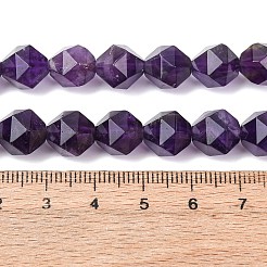 Faceted Natural Amethyst Beads Strands&nbsp;G-K066-09-10mm