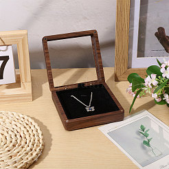Wood Necklace Storage Boxes with Visible Window and Magnetic Lid&nbsp;CON-WH0107-106