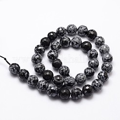 Natural Snowflake Obsidian Beads Strands&nbsp;G-G736-06-8mm