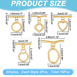 10Pcs 5 Styles 304 Stainless Steel Toggle Clasps&nbsp;STAS-AR0002-10