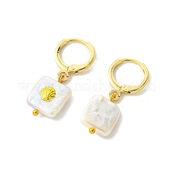 Natural Pearl & Alloy Hoop Earrings&nbsp;EJEW-JE07022