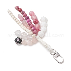 Round Natural & Synthetic Mixed Stone & Handmade Lampwork Flower Beads Pendant Decorations&nbsp;HJEW-TA00463