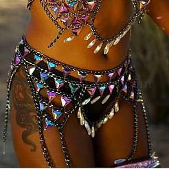 Alloy with Acrylic Triangle Layered Tassel Sexy Skirt Waist Belly Chains for Women&nbsp;FS-WG1530F-01