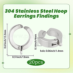 20Pcs 304 Stainless Steel Hoop Earrings Findings&nbsp;STAS-BBC0010-22