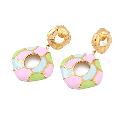 304 Stainless Steel Enamel Dangle Stud Earrings for Women&nbsp;EJEW-F353-01G-01