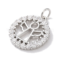 Rack Plating Brass Micro Pave Clear Cubic Zirconia Pendants&nbsp;KK-Z039-12P