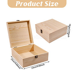 Square Pine Wood Packing Boxes with Metal Clasps&nbsp;CON-WH0089-186-1