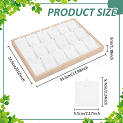 18 Grids Bamboo Pendant Display Trays with PU Imitation Leather Display Cards&nbsp;ODIS-WH0086-091B-02