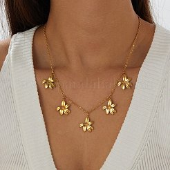 304 Stainless Steel Flower Multi Pendant Bib Necklaces for Women&nbsp;WG4B855-01