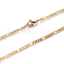 PVD Vacuum Plating 304 Stainless Steel Figaro Chain Necklaces&nbsp;NJEW-S420-003C-G
