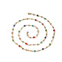 Alloy Colorful Rhinestone Flat Round Long Y Necklaces for Women&nbsp;WGFA4F3-01